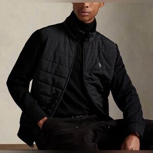 U.S. Polo Assn. hybrid bomber jacket: quilted front, knit sleeves & back Black M